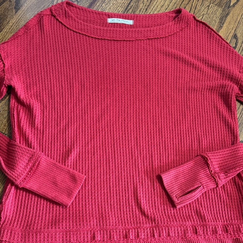 We The Free Vibrant Red Long Sleeve Sweatshirt - Picture 4 of 4
